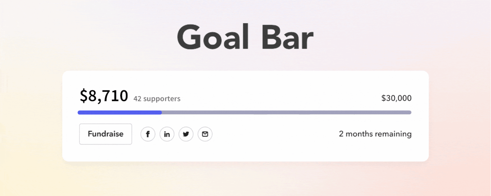 Donation landing page: Givebutter Goal Bar