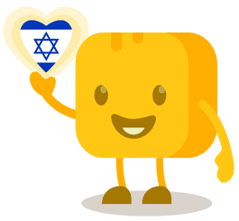 Image of the Mr. Givebutter mascot with Ukrainian flag colored heart
