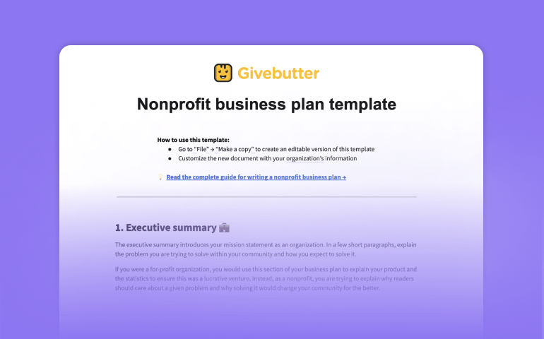 ‍Establish a strong foundation with this nonprofit business plan template
