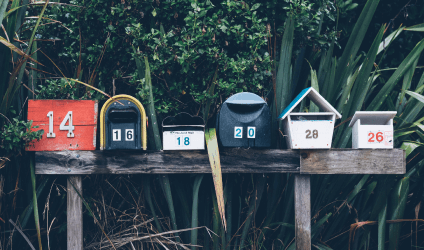 Assorted-color mail boxes